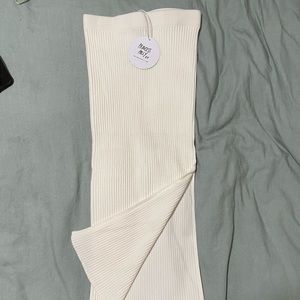 White, ribbed, skirt with slit, L/XL, Princess Polly